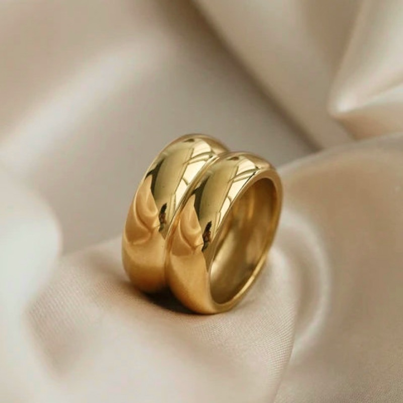 Modern Boho Gold Double Ridge Ring